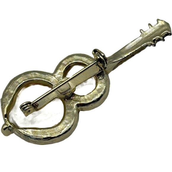 Vintage Mother of Pearl Violin Guitar String Shell - Gold Instrument Brooch Pin - Picture 6 of 8